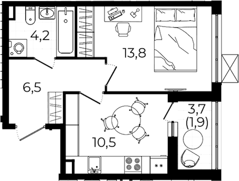 1-комнатная квартира 36.9 м², 9/12 эт., ЖК «А101 Всеволожск»